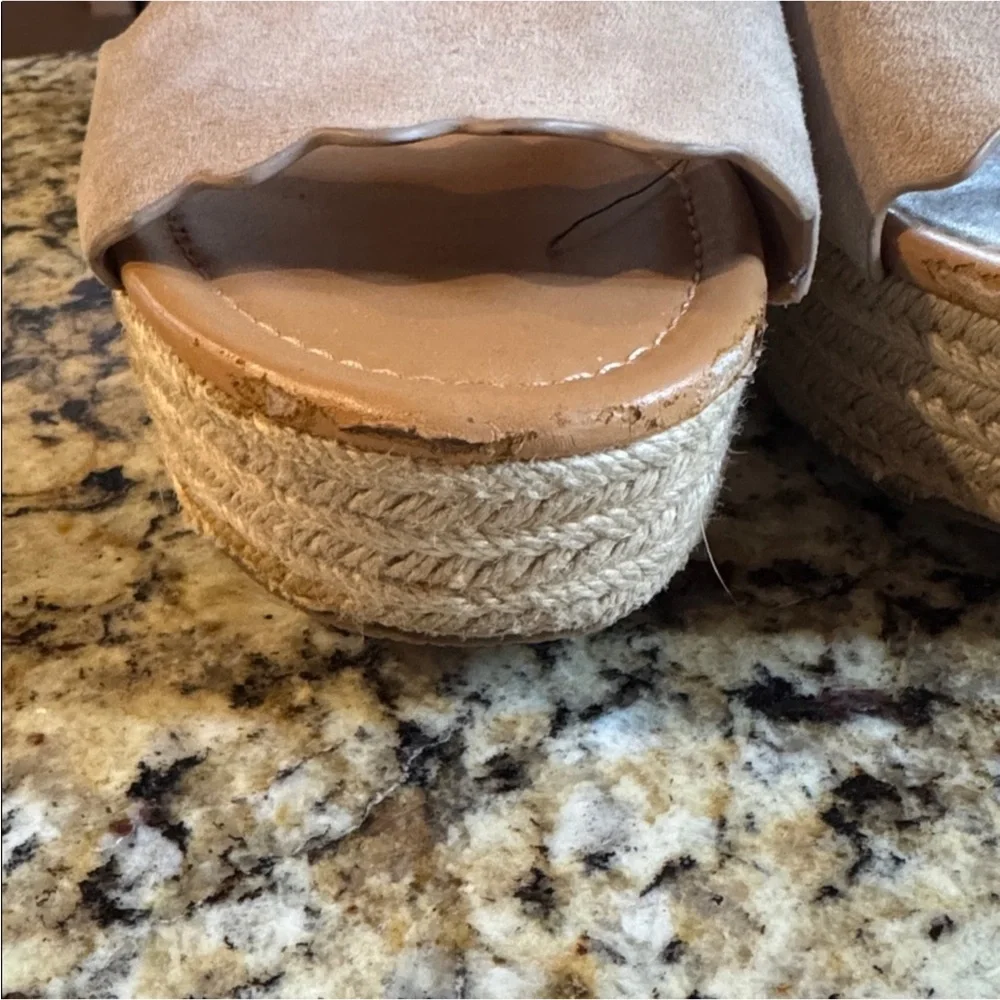 J by J. Crew scalloped tan suede platform espadrilles Size 10.5